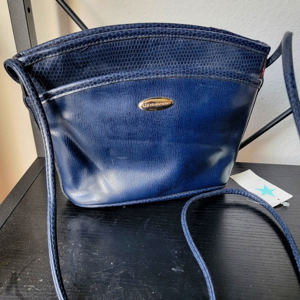 Vintage Liz Claiborne Crossbody - Blue, Leather CUTE!